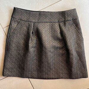 Ann Taylor LOFT Pleated Mini Skirt Textured Metallic Women’s Size 8P